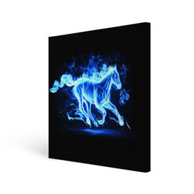 Холст квадратный с принтом Ледяной конь в Петрозаводске, 100% ПВХ |  | Тематика изображения на принте: арт | лёд | лошадь | огонь | пламя