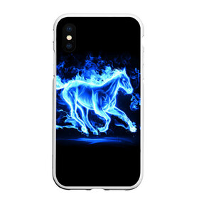 Чехол для iPhone XS Max матовый с принтом Ледяной конь в Петрозаводске, Силикон | Область печати: задняя сторона чехла, без боковых панелей | арт | лёд | лошадь | огонь | пламя