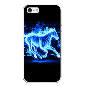 Чехол для iPhone 5/5S матовый с принтом Ледяной конь в Петрозаводске, Силикон | Область печати: задняя сторона чехла, без боковых панелей | арт | лёд | лошадь | огонь | пламя