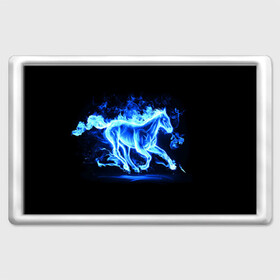 Магнит 45*70 с принтом Ледяной конь в Петрозаводске, Пластик | Размер: 78*52 мм; Размер печати: 70*45 | арт | лёд | лошадь | огонь | пламя