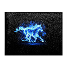 Обложка для студенческого билета с принтом Ледяной конь в Петрозаводске, натуральная кожа | Размер: 11*8 см; Печать на всей внешней стороне | Тематика изображения на принте: арт | лёд | лошадь | огонь | пламя