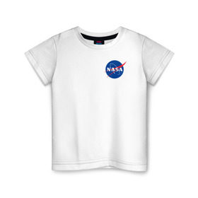 Детская футболка хлопок с принтом NASA в Петрозаводске, 100% хлопок | круглый вырез горловины, полуприлегающий силуэт, длина до линии бедер | астронавты | космос | наса