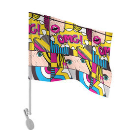 Флаг для автомобиля с принтом POP ART в Петрозаводске, 100% полиэстер | Размер: 30*21 см | omg | pop art | арт | поп | ретро | уорхол | энди