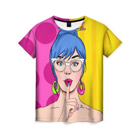 Женская футболка 3D с принтом POP ART в Петрозаводске, 100% полиэфир ( синтетическое хлопкоподобное полотно) | прямой крой, круглый вырез горловины, длина до линии бедер | omg | pop art | арт | поп | ретро | уорхол | энди