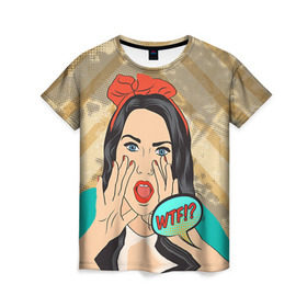 Женская футболка 3D с принтом POP ART в Петрозаводске, 100% полиэфир ( синтетическое хлопкоподобное полотно) | прямой крой, круглый вырез горловины, длина до линии бедер | omg | pop art | wtf | арт | поп | ретро | уорхол | энди