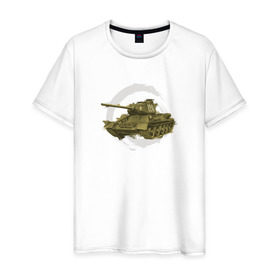 Мужская футболка хлопок с принтом Танк Т-34 в Петрозаводске, 100% хлопок | прямой крой, круглый вырез горловины, длина до линии бедер, слегка спущенное плечо. | war | самый известный танк красной армии т 34
танки | ссср | т34 | техника