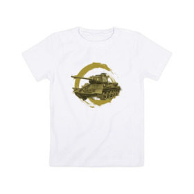 Детская футболка хлопок с принтом Танк Т-34 в Петрозаводске, 100% хлопок | круглый вырез горловины, полуприлегающий силуэт, длина до линии бедер | war | ссср | т34 | танки | техника