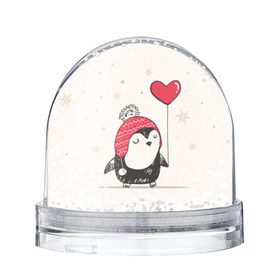 Снежный шар с принтом Пингвин с шариком в Петрозаводске, Пластик | Изображение внутри шара печатается на глянцевой фотобумаге с двух сторон | пингвин