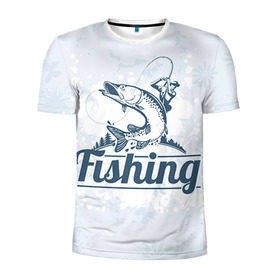 Мужская футболка 3D спортивная с принтом Рыбалка в Петрозаводске, 100% полиэстер с улучшенными характеристиками | приталенный силуэт, круглая горловина, широкие плечи, сужается к линии бедра | fishing | рыба | рыбак | рыбалка | туризм