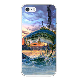 Чехол для iPhone 5/5S матовый с принтом Рыба в Петрозаводске, Силикон | Область печати: задняя сторона чехла, без боковых панелей | fishing | рыба | рыбак | рыбалка | туризм