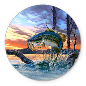 Коврик круглый с принтом Рыба в Петрозаводске, резина и полиэстер | круглая форма, изображение наносится на всю лицевую часть | fishing | рыба | рыбак | рыбалка | туризм