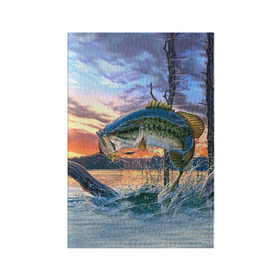 Обложка для паспорта матовая кожа с принтом Рыба в Петрозаводске, натуральная матовая кожа | размер 19,3 х 13,7 см; прозрачные пластиковые крепления | fishing | рыба | рыбак | рыбалка | туризм