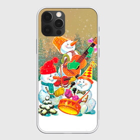 Чехол для iPhone 12 Pro Max с принтом Снеговики в Петрозаводске, Силикон |  | Тематика изображения на принте: 2016 | год | новый | открытка | ретро | с новым годом | снеговик | советский | ссср
