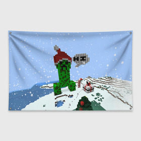 Флаг-баннер с принтом Minecraft в Петрозаводске, 100% полиэстер | размер 67 х 109 см, плотность ткани — 95 г/м2; по краям флага есть четыре люверса для крепления | creeper | крипер | майнкрафт | новогодний