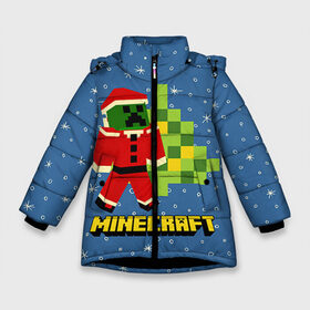 Зимняя куртка для девочек 3D с принтом Minecraft в Петрозаводске, ткань верха — 100% полиэстер; подклад — 100% полиэстер, утеплитель — 100% полиэстер. | длина ниже бедра, удлиненная спинка, воротник стойка и отстегивающийся капюшон. Есть боковые карманы с листочкой на кнопках, утяжки по низу изделия и внутренний карман на молнии. 

Предусмотрены светоотражающий принт на спинке, радужный светоотражающий элемент на пуллере молнии и на резинке для утяжки. | крипер