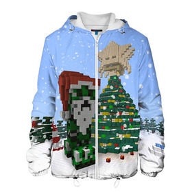 Мужская куртка 3D с принтом Minecraft в Петрозаводске, ткань верха — 100% полиэстер, подклад — флис | прямой крой, подол и капюшон оформлены резинкой с фиксаторами, два кармана без застежек по бокам, один большой потайной карман на груди. Карман на груди застегивается на липучку | крипер
