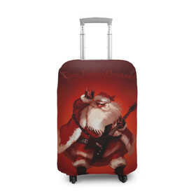 Чехол для чемодана 3D с принтом Дед мороз рокер в Петрозаводске, 86% полиэфир, 14% спандекс | двустороннее нанесение принта, прорези для ручек и колес | heavy metal | rock | santa claus | дед мороз | рок | с новым годом | санта | санта клаус