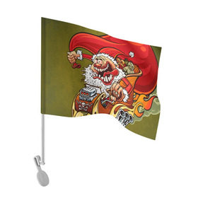 Флаг для автомобиля с принтом Дед мороз рокер в Петрозаводске, 100% полиэстер | Размер: 30*21 см | heavy metal | rock | santa claus | дед мороз | рок | с новым годом | санта | санта клаус