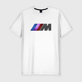 Мужская футболка премиум с принтом BMW M texture в Петрозаводске, 92% хлопок, 8% лайкра | приталенный силуэт, круглый вырез ворота, длина до линии бедра, короткий рукав | Тематика изображения на принте: 5 | bmw | m | бмв | м