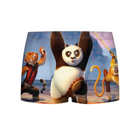 Мужские трусы 3D с принтом Кунг фу панда в Петрозаводске, 50% хлопок, 50% полиэстер | классическая посадка, на поясе мягкая тканевая резинка | Тематика изображения на принте: kung fu | kung fu panda | panda | кунг фу | кунг фу панда | кунгфу | панда. кунг фу | по