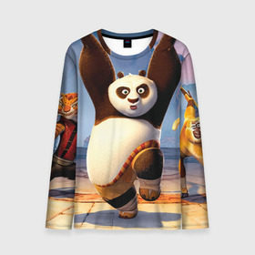 Мужской лонгслив 3D с принтом Кунг фу панда в Петрозаводске, 100% полиэстер | длинные рукава, круглый вырез горловины, полуприлегающий силуэт | kung fu | kung fu panda | panda | кунг фу | кунг фу панда | кунгфу | панда. кунг фу | по