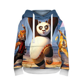 Детская толстовка 3D с принтом Кунг фу панда в Петрозаводске, 100% полиэстер | двухслойный капюшон со шнурком для регулировки, мягкие манжеты на рукавах и по низу толстовки, спереди карман-кенгуру с мягким внутренним слоем | Тематика изображения на принте: kung fu | kung fu panda | panda | кунг фу | кунг фу панда | кунгфу | панда. кунг фу | по
