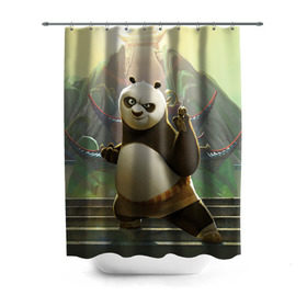 Штора 3D для ванной с принтом Кунг фу панда в Петрозаводске, 100% полиэстер | плотность материала — 100 г/м2. Стандартный размер — 146 см х 180 см. По верхнему краю — пластиковые люверсы для креплений. В комплекте 10 пластиковых колец | kung fu | kung fu panda | panda | кунг фу | кунг фу панда | кунгфу | панда. кунг фу | по
