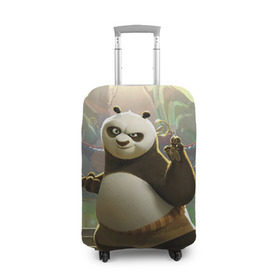 Чехол для чемодана 3D с принтом Кунг фу панда в Петрозаводске, 86% полиэфир, 14% спандекс | двустороннее нанесение принта, прорези для ручек и колес | kung fu | kung fu panda | panda | кунг фу | кунг фу панда | кунгфу | панда. кунг фу | по