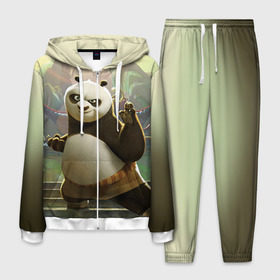 Мужской костюм 3D с принтом Кунг фу панда в Петрозаводске, 100% полиэстер | Манжеты и пояс оформлены тканевой резинкой, двухслойный капюшон со шнурком для регулировки, карманы спереди | kung fu | kung fu panda | panda | кунг фу | кунг фу панда | кунгфу | панда. кунг фу | по