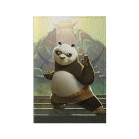 Обложка для паспорта матовая кожа с принтом Кунг фу панда в Петрозаводске, натуральная матовая кожа | размер 19,3 х 13,7 см; прозрачные пластиковые крепления | Тематика изображения на принте: kung fu | kung fu panda | panda | кунг фу | кунг фу панда | кунгфу | панда. кунг фу | по