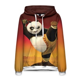 Мужская толстовка 3D с принтом Кунг фу панда в Петрозаводске, 100% полиэстер | двухслойный капюшон со шнурком для регулировки, мягкие манжеты на рукавах и по низу толстовки, спереди карман-кенгуру с мягким внутренним слоем. | kung fu | kung fu panda | panda | кунг фу | кунг фу панда | кунгфу | панда. кунг фу | по