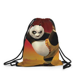 Рюкзак-мешок 3D с принтом Кунг фу панда в Петрозаводске, 100% полиэстер | плотность ткани — 200 г/м2, размер — 35 х 45 см; лямки — толстые шнурки, застежка на шнуровке, без карманов и подкладки | Тематика изображения на принте: kung fu | kung fu panda | panda | кунг фу | кунг фу панда | кунгфу | панда. кунг фу | по