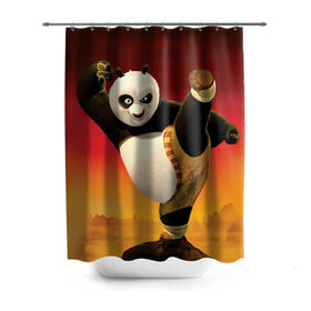 Штора 3D для ванной с принтом Кунг фу панда в Петрозаводске, 100% полиэстер | плотность материала — 100 г/м2. Стандартный размер — 146 см х 180 см. По верхнему краю — пластиковые люверсы для креплений. В комплекте 10 пластиковых колец | kung fu | kung fu panda | panda | кунг фу | кунг фу панда | кунгфу | панда. кунг фу | по