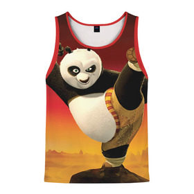 Мужская майка 3D с принтом Кунг фу панда в Петрозаводске, 100% полиэстер | круглая горловина, приталенный силуэт, длина до линии бедра. Пройма и горловина окантованы тонкой бейкой | kung fu | kung fu panda | panda | кунг фу | кунг фу панда | кунгфу | панда. кунг фу | по