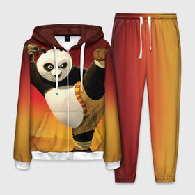 Мужской костюм 3D с принтом Кунг фу панда в Петрозаводске, 100% полиэстер | Манжеты и пояс оформлены тканевой резинкой, двухслойный капюшон со шнурком для регулировки, карманы спереди | Тематика изображения на принте: kung fu | kung fu panda | panda | кунг фу | кунг фу панда | кунгфу | панда. кунг фу | по