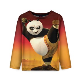 Детский лонгслив 3D с принтом Кунг фу панда в Петрозаводске, 100% полиэстер | длинные рукава, круглый вырез горловины, полуприлегающий силуэт
 | kung fu | kung fu panda | panda | кунг фу | кунг фу панда | кунгфу | панда. кунг фу | по