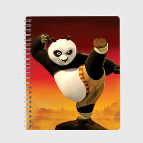 Тетрадь с принтом Кунг фу панда в Петрозаводске, 100% бумага | 48 листов, плотность листов — 60 г/м2, плотность картонной обложки — 250 г/м2. Листы скреплены сбоку удобной пружинной спиралью. Уголки страниц и обложки скругленные. Цвет линий — светло-серый
 | kung fu | kung fu panda | panda | кунг фу | кунг фу панда | кунгфу | панда. кунг фу | по