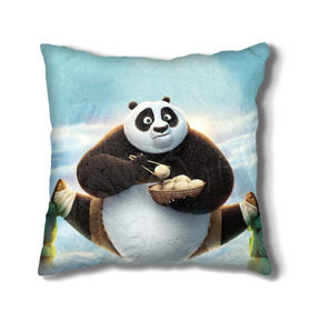Подушка 3D с принтом Кунг фу панда в Петрозаводске, наволочка – 100% полиэстер, наполнитель – холлофайбер (легкий наполнитель, не вызывает аллергию). | состоит из подушки и наволочки. Наволочка на молнии, легко снимается для стирки | панда