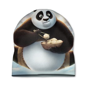 Шапка 3D с принтом Кунг фу панда в Петрозаводске, 100% полиэстер | универсальный размер, печать по всей поверхности изделия | панда