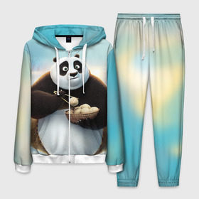 Мужской костюм 3D с принтом Кунг фу панда в Петрозаводске, 100% полиэстер | Манжеты и пояс оформлены тканевой резинкой, двухслойный капюшон со шнурком для регулировки, карманы спереди | Тематика изображения на принте: панда