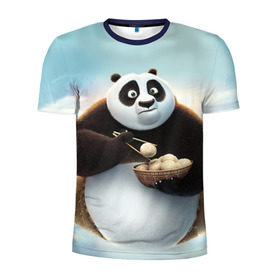 Мужская футболка 3D спортивная с принтом Кунг фу панда в Петрозаводске, 100% полиэстер с улучшенными характеристиками | приталенный силуэт, круглая горловина, широкие плечи, сужается к линии бедра | Тематика изображения на принте: панда