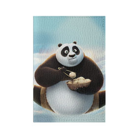 Обложка для паспорта матовая кожа с принтом Кунг фу панда в Петрозаводске, натуральная матовая кожа | размер 19,3 х 13,7 см; прозрачные пластиковые крепления | Тематика изображения на принте: панда