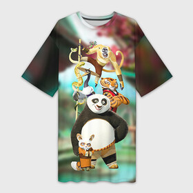 Платье-футболка 3D с принтом Кунг фу панда в Петрозаводске,  |  | kung fu | kung fu panda | panda | кунг фу | кунг фу панда | кунгфу | панда. кунг фу | по