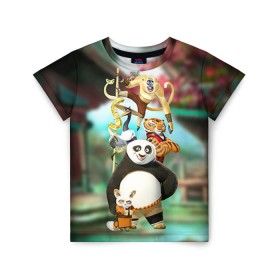 Детская футболка 3D с принтом Кунг фу панда в Петрозаводске, 100% гипоаллергенный полиэфир | прямой крой, круглый вырез горловины, длина до линии бедер, чуть спущенное плечо, ткань немного тянется | kung fu | kung fu panda | panda | кунг фу | кунг фу панда | кунгфу | панда. кунг фу | по