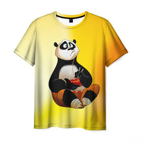 Мужская футболка 3D с принтом Кунг фу панда в Петрозаводске, 100% полиэфир | прямой крой, круглый вырез горловины, длина до линии бедер | kung fu | kung fu panda | panda | кунг фу | кунг фу панда | кунгфу | панда. кунг фу | по