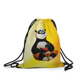 Рюкзак-мешок 3D с принтом Кунг фу панда в Петрозаводске, 100% полиэстер | плотность ткани — 200 г/м2, размер — 35 х 45 см; лямки — толстые шнурки, застежка на шнуровке, без карманов и подкладки | Тематика изображения на принте: kung fu | kung fu panda | panda | кунг фу | кунг фу панда | кунгфу | панда. кунг фу | по