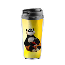 Термокружка-непроливайка с принтом Кунг фу панда в Петрозаводске, внутренняя часть — пищевой пластик, наружная часть — прозрачный пластик, между ними — полиграфическая вставка с рисунком | объем — 350 мл, герметичная крышка | kung fu | kung fu panda | panda | кунг фу | кунг фу панда | кунгфу | панда. кунг фу | по