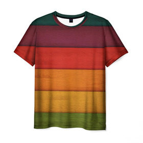 Мужская футболка 3D с принтом Colored fence в Петрозаводске, 100% полиэфир | прямой крой, круглый вырез горловины, длина до линии бедер | color | полосочки | цвет