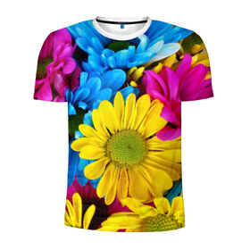 Мужская футболка 3D спортивная с принтом Цветы в Петрозаводске, 100% полиэстер с улучшенными характеристиками | приталенный силуэт, круглая горловина, широкие плечи, сужается к линии бедра | природа | яркие