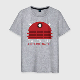 Мужская футболка хлопок с принтом DALEK JAM - EXTERMINATE! в Петрозаводске, 100% хлопок | прямой крой, круглый вырез горловины, длина до линии бедер, слегка спущенное плечо. | Тематика изображения на принте: 